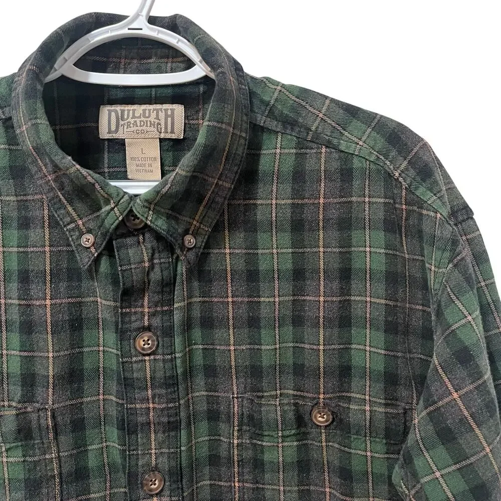 Duluth Men's Free Swingin' Flannel Relaxed Fit Shirt Green Plaid Large - Picture 3 of 7